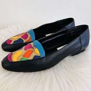 🎉Clearance🎉 Arpeggios Black Colorful Patchwork Genuine Leather Loafers ~ 7.5